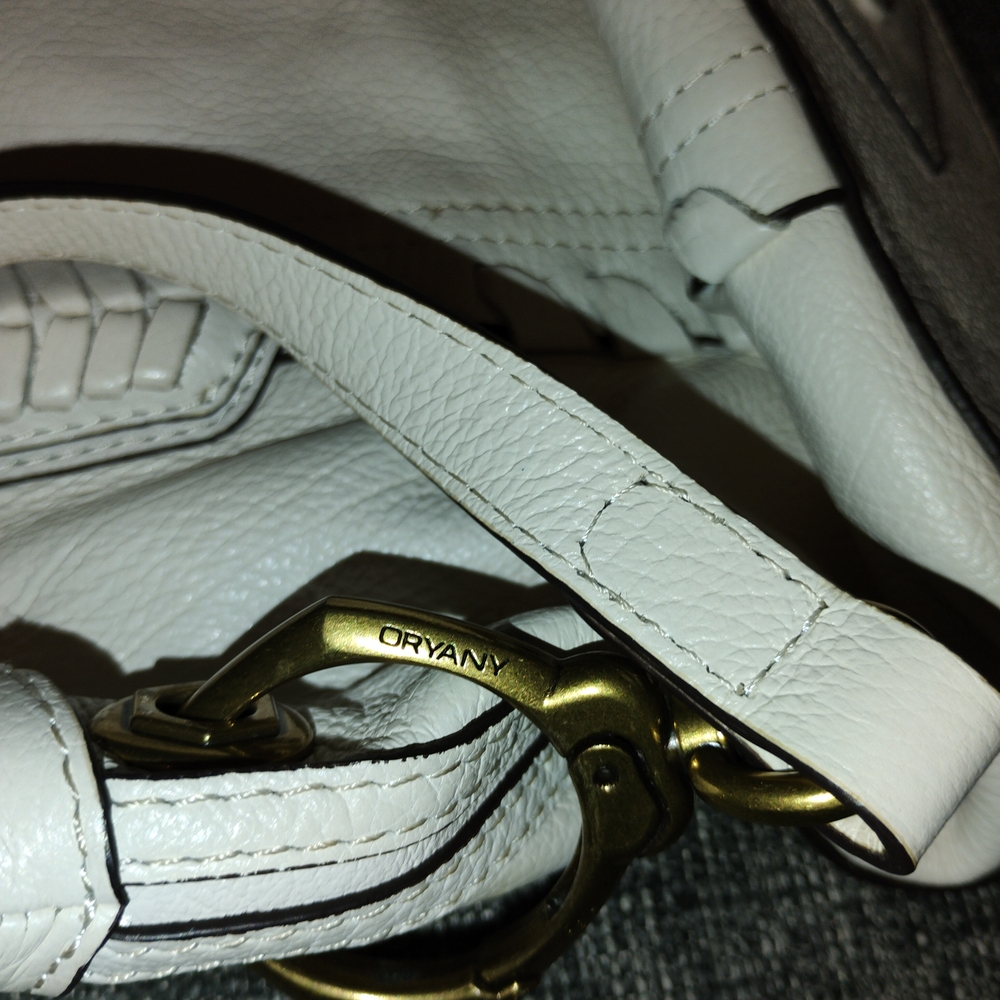 orYANY White Leather Shoulder Tote with Woven Detail - Picture 6 of 8